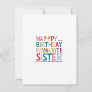Tarjeta Festiva "Tarjeta de cumpleaños favorita de la hermana"
