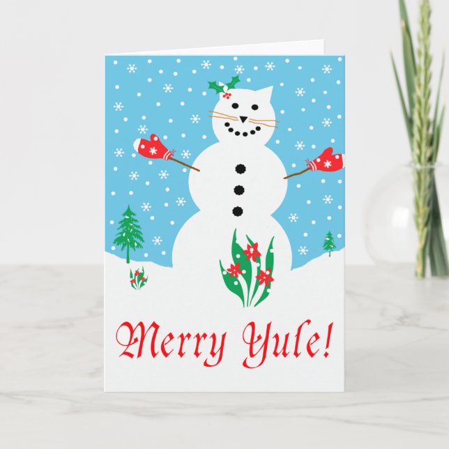 Tarjeta Festiva "Tarjeta de felicitación de Yule del gato de la (Anverso)