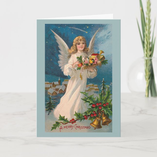 Tarjeta Festiva "Tarjeta de felicitación del ángel del navidad" (Anverso)