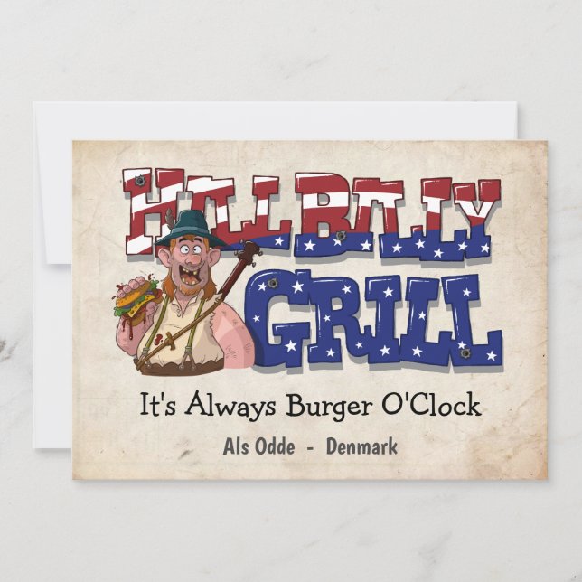 Tarjeta Festiva ¡Tarjeta de felicitación HillBilly Grill Dinamarca (Anverso)