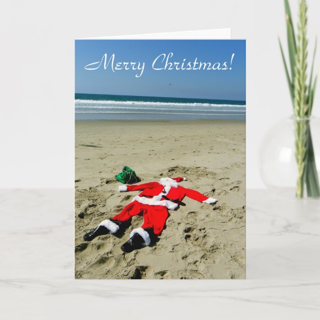 Tarjeta Festiva ¡Tarjeta de felicitación para Navidades de playa d (Anverso)