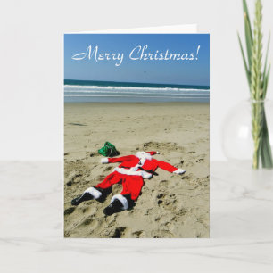 Tarjeta Festiva ¡Tarjeta de felicitación para Navidades de playa d