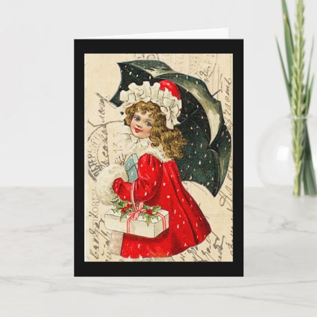 Tarjeta Festiva "Tarjeta de Navidades de niños de época" (Anverso)