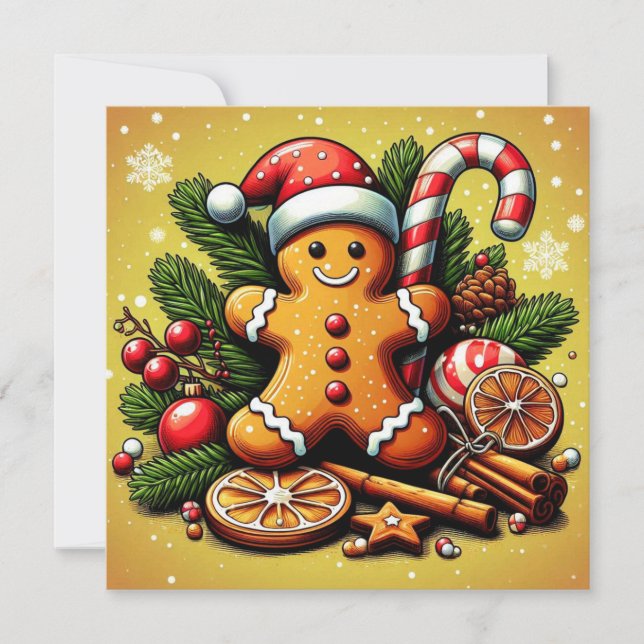 Tarjeta Festiva ¡Tarjeta de Navidades de pan de jengibre! (Anverso)