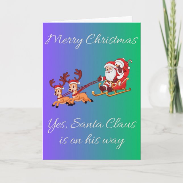 Tarjeta Festiva "Tarjeta de Navidades de Santa Claus Sleigh (Anverso)