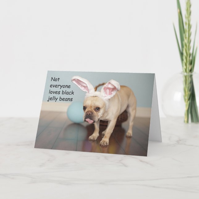 Tarjeta Festiva ¡Tarjeta de pascua del bulldog francés! (Anverso)