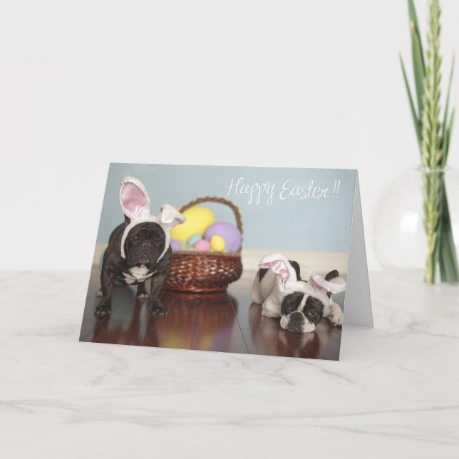 Tarjeta Festiva ¡Tarjeta de pascua del bulldog francés! (Anverso)