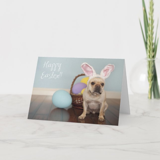 Tarjeta Festiva ¡Tarjeta de pascua del bulldog francés! (Anverso)