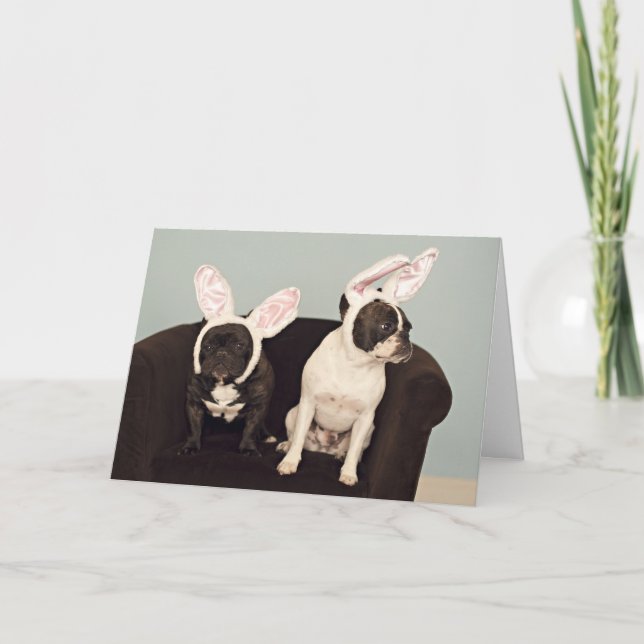 Tarjeta Festiva ¡Tarjeta de pascua del bulldog francés! (Anverso)