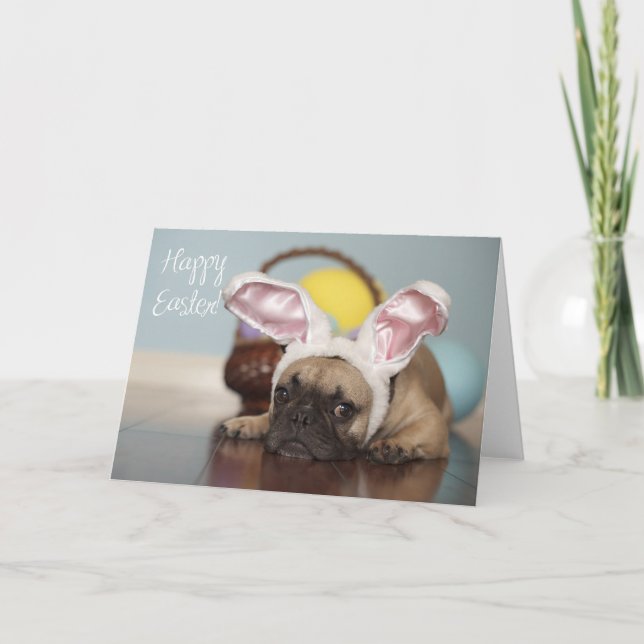 Tarjeta Festiva ¡Tarjeta de pascua del bulldog francés! (Anverso)