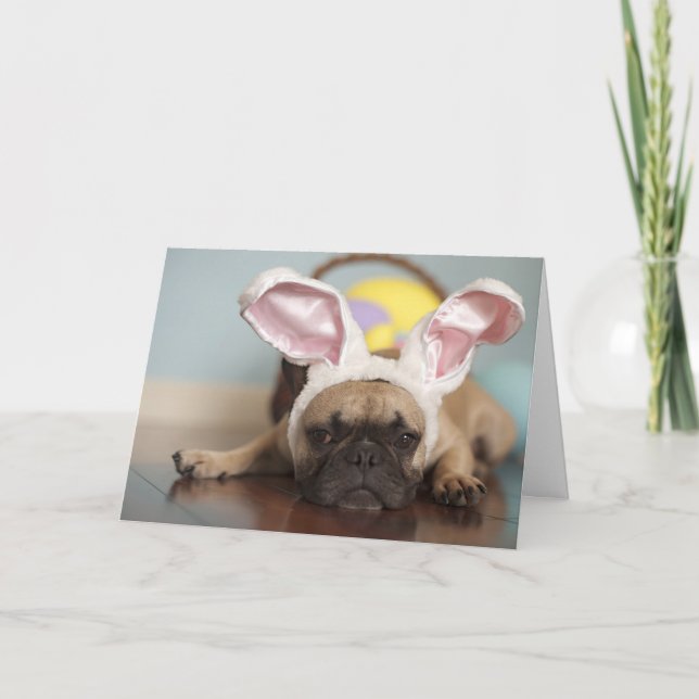 Tarjeta Festiva ¡Tarjeta de pascua del bulldog francés! (Anverso)