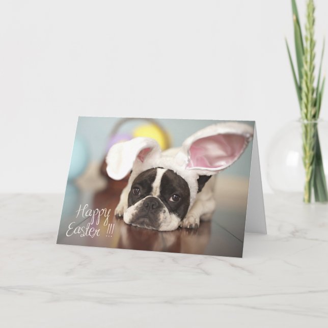 Tarjeta Festiva ¡Tarjeta de pascua del bulldog francés! (Anverso)