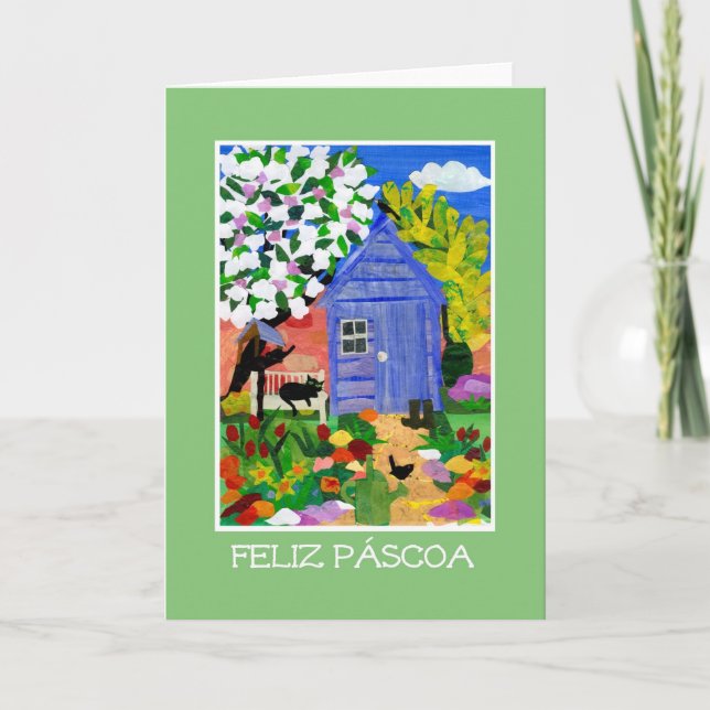 Tarjeta Festiva "Tarjeta de pascua del jardín de la primavera" - (Anverso)
