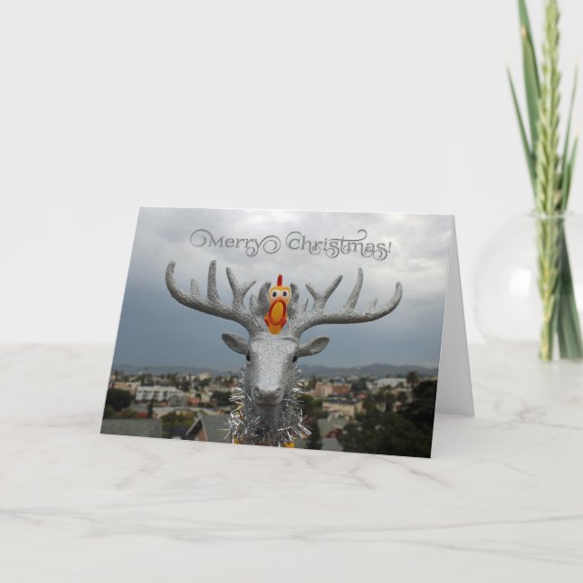 Tarjeta Festiva ¡Tarjeta de saludo de los Navidades de pollo y Rud (Anverso)