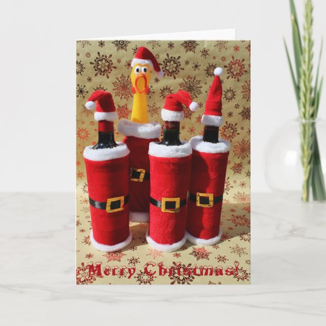 Tarjeta Festiva ¡Tarjeta de saludo para los Navidades de pollo y v (Anverso)