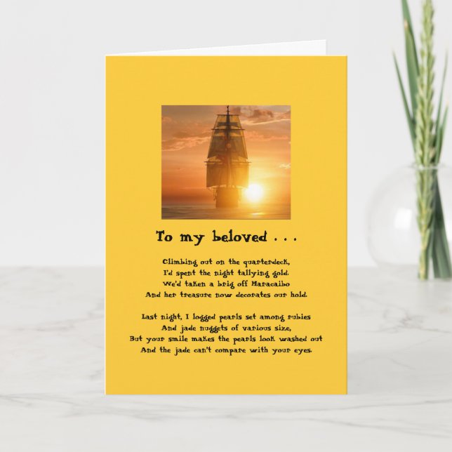 Tarjeta Festiva ¡Tarjeta del el día de San Valentín del pirata! (Anverso)