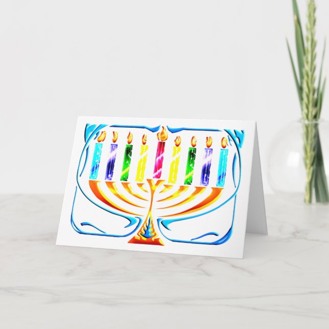Tarjeta Festiva Tarjeta: Hanukkah Menorah - Chanukah Menorah (Anverso)