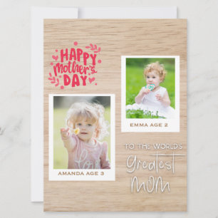 Tarjeta Festiva "Tarjeta personalizada del Día de la Madre con dos