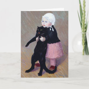 Tarjeta Festiva Tarjeta: un pequeño Chica con un gato de Steinlen