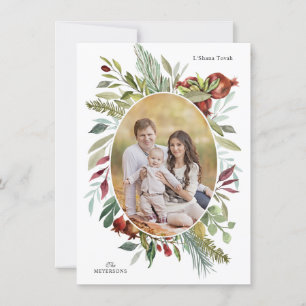 TARJETA FESTIVA TARJETÓN DE ROSH HASHANAH ELEGANTE CON FOTOGRAFÍA 