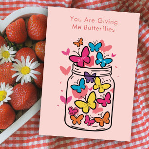 Tarjeta Festiva Tarros de Mason de Mensajes de Mariposa de Caramel