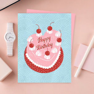 Tarjeta Festiva Tarta corazón lindo feliz cumpleaños