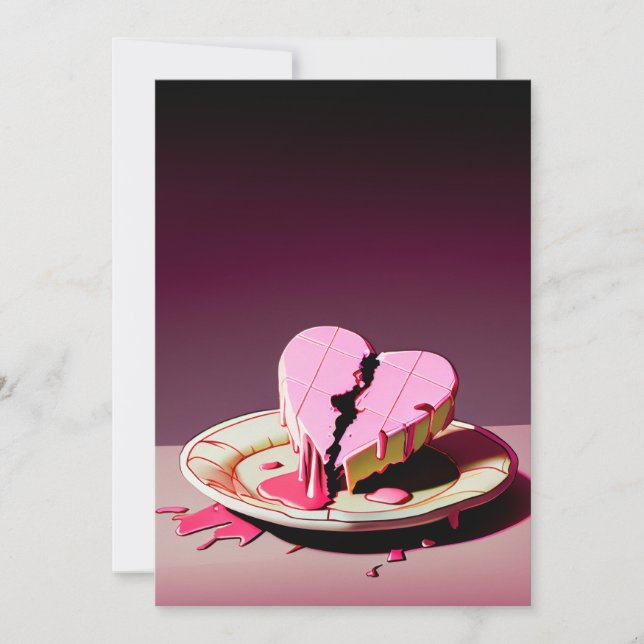 Tarjeta Festiva tarta de corazón rota (Anverso)