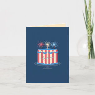 Tarjeta Festiva Tarta de cumpleaños de América Retro 4 de julio