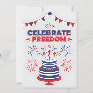 Tarjeta Festiva Tarta Patriótica Feliz 4 de Julio Independencia de