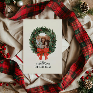 Tarjeta Festiva Tartan a cuadros personalizado con el nombre de la