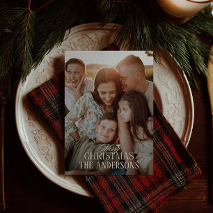 Tarjeta Festiva Tartan a Cuadros Personalizado con Nombre de Famil