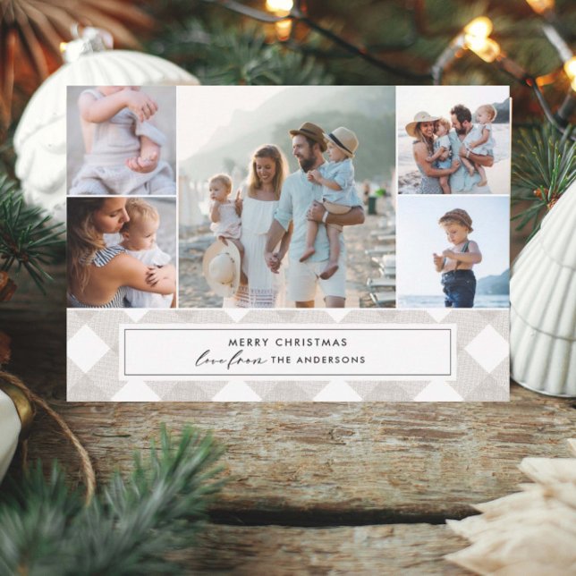 Tarjeta Festiva Tartán de búfalo moderno natural 5 Navidades de fo (Subido por el creador)