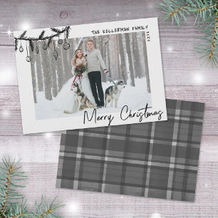 Tarjeta Festiva Tartan Dibujado a Mano Navidades Alegres y Caprich