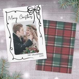 Tarjeta Festiva Tartan Dibujado a Mano Navidades Alegres y Caprich