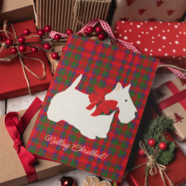 Tarjeta Festiva Tartan Escocés de Cuadros Rojos Saludo