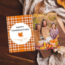 Tarjeta Festiva Tartan Plaid | Feliz Día de Acción de Gracias, Oto
