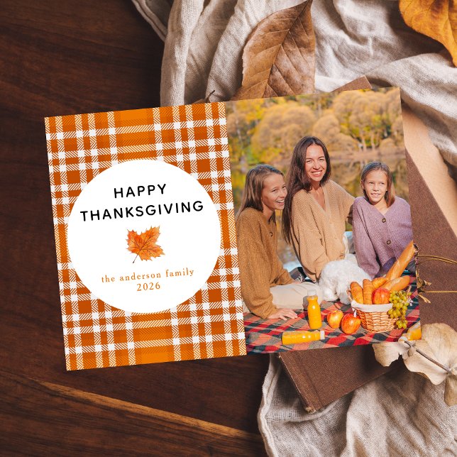 Tarjeta Festiva Tartan Plaid | Feliz Día de Acción de Gracias, Oto (Subido por el creador)