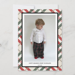 Tarjeta Festiva Tartan Plaid Happy Holidays Card para Navidades