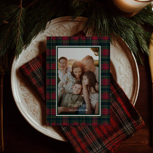Tarjeta Festiva Tartan Plaid Personalizado con Foto y Apellido de 