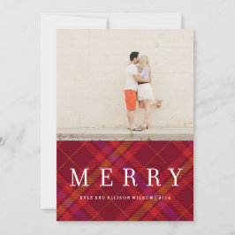 Tarjeta Festiva Tartan Tidings Merry Plaid Gingham Holiday Card