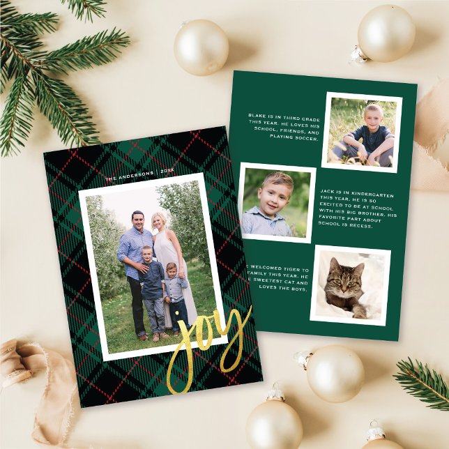 Tarjeta Festiva Tartán verde + caligrafía moderna | Foto de vacaci (Subido por el creador)