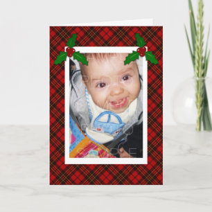 Tarjeta Festiva Tártaro rojo dijo a tus Navidades de fotos saludar