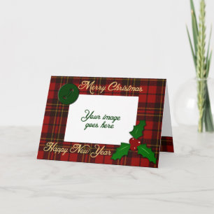 Tarjeta Festiva Tártaro rojo dijo a tus Navidades de fotos saludar