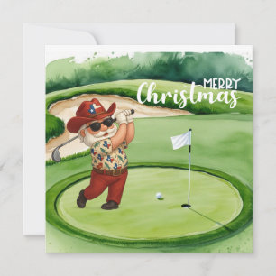 Tarjeta Festiva Tasas Santa Claus jugando golf