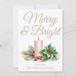 Tarjeta Festiva Taupe Guión manuscrito Merry & Bright