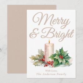 Tarjeta Festiva Taupe Guión manuscrito Merry & Bright