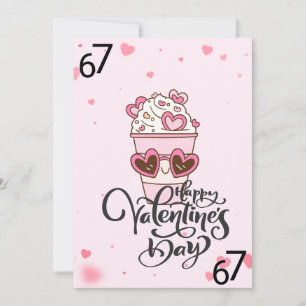 Tarjeta Festiva Taza de café linda Kawaii gafas de sol de corazón