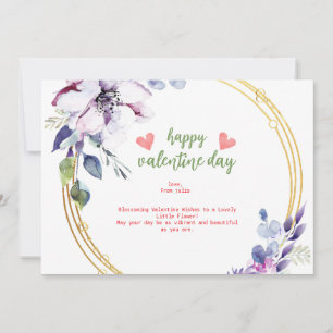 Tarjeta Festiva taza de café morado con estética dorada y flores p