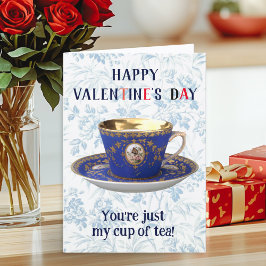 Tarjeta Festiva Taza de té vintage romántico retro del día de San 