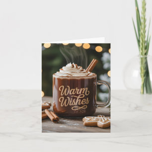 Tarjeta Festiva Taza de vacaciones con buenos deseos: Chocolate ca